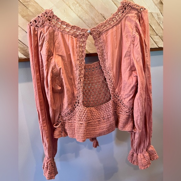 NWOT Free People Megan Crochet Top Coastal Grandma Resortwear Size L - Picture 10 of 10